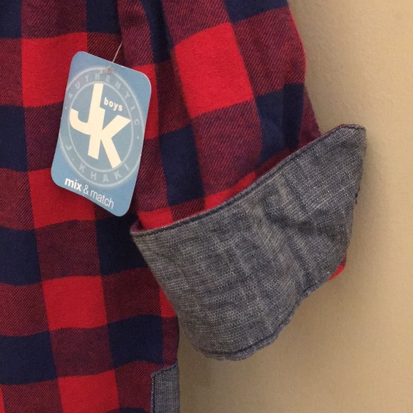 NWT-Boys Buffalo Plaid Button-up Shirt - Picture 3 of 12